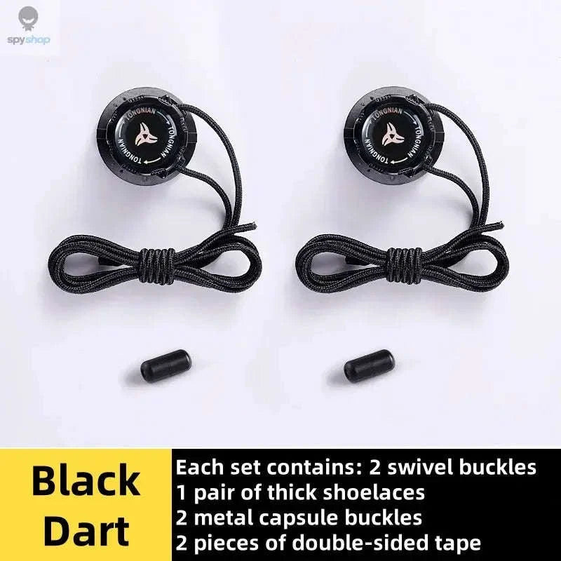Thick Rope Swivel Buckle Automatic Shoelaces-Black Boomerang
