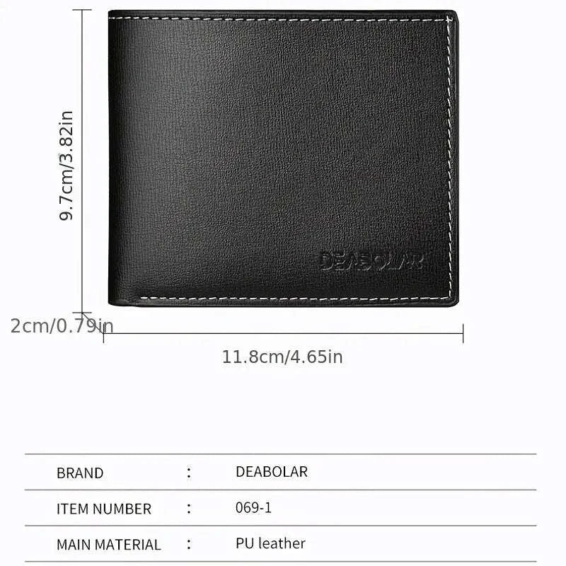 Thin PU Leather Men's Short Wallet-Brown