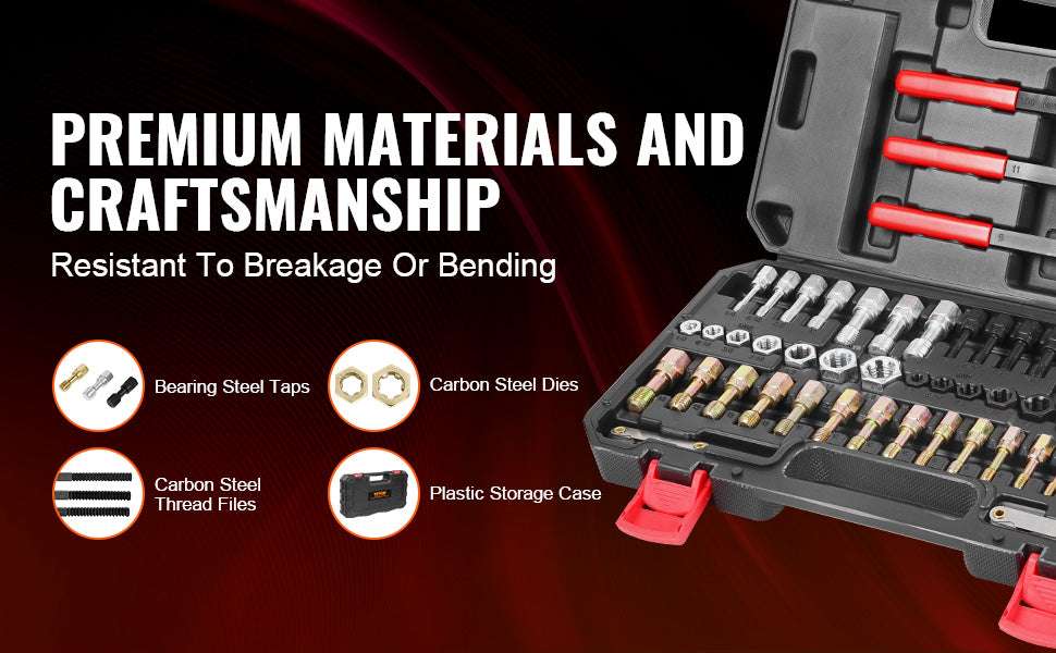 Thread Chaser Set UNC UNF Metric Rethreading Tool Kit with Case-61 pcs / United States