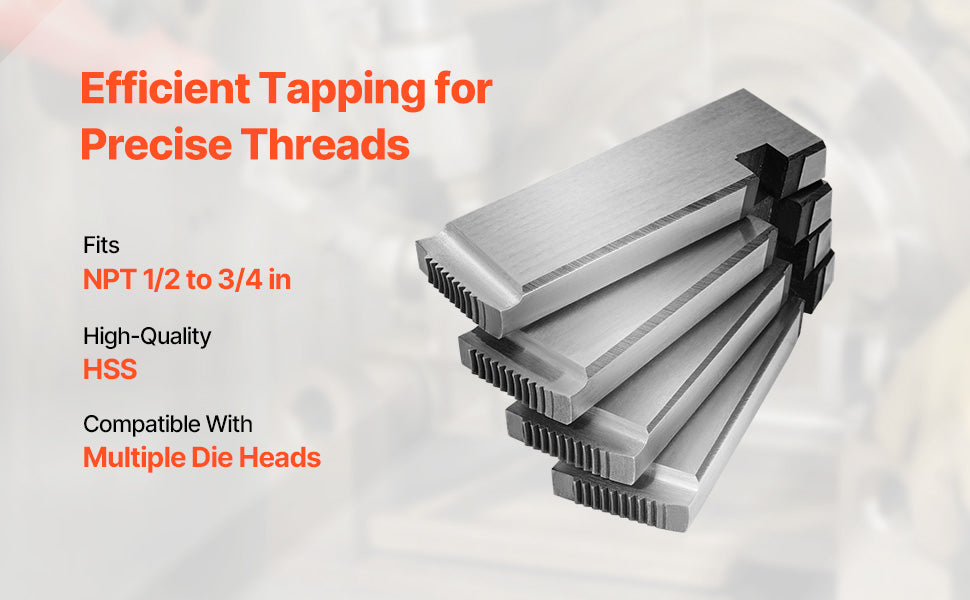 1/2"–3/4" NPT Rohrgewindeschneid-Satz (4 Stück) für RIDGID Köpfe