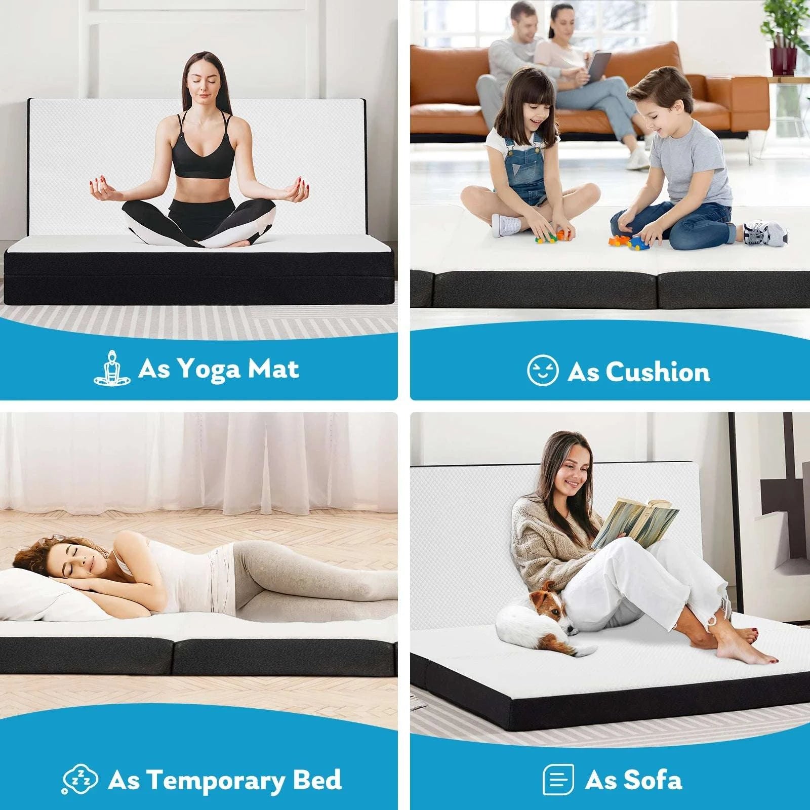 Three Fold Memory Foam Floor Mattress for Travel, Guests & Yoga-3IN-TWIN / United States