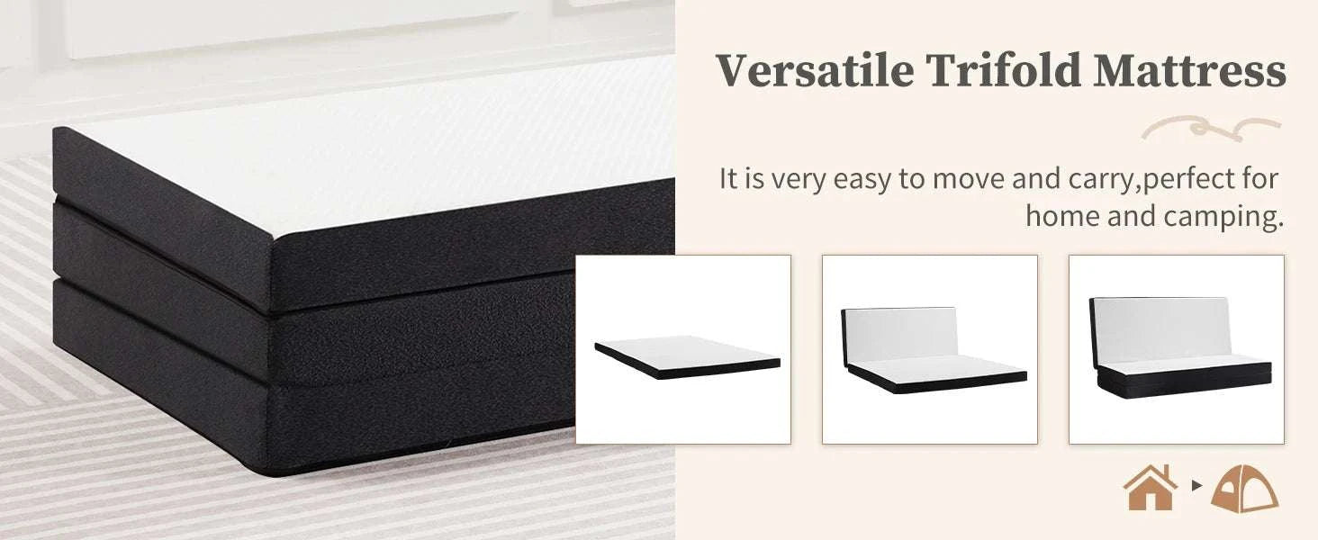 Three Fold Memory Foam Floor Mattress for Travel, Guests & Yoga-3IN-TWIN / United States