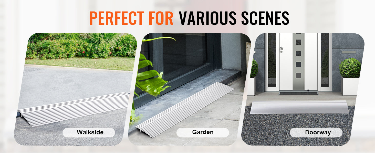 Adjustable Aluminum Door Threshold Ramp 800 lbs for Wheelchairs