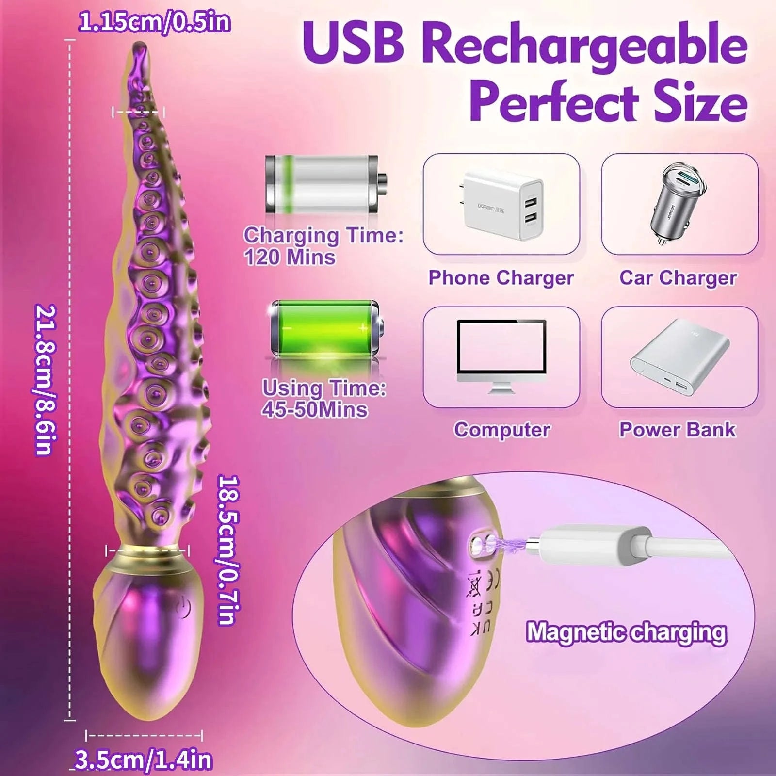 Thrusting Anal Beads Prostate Massager-Vibrate Purple
