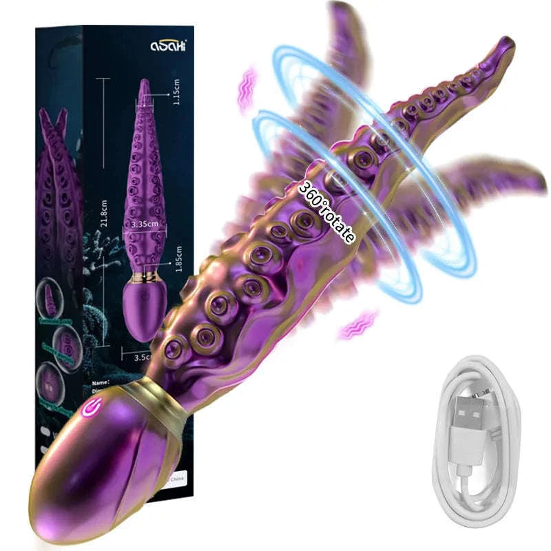 Thrusting Anal Beads Prostate Massager-Vibrate Purple
