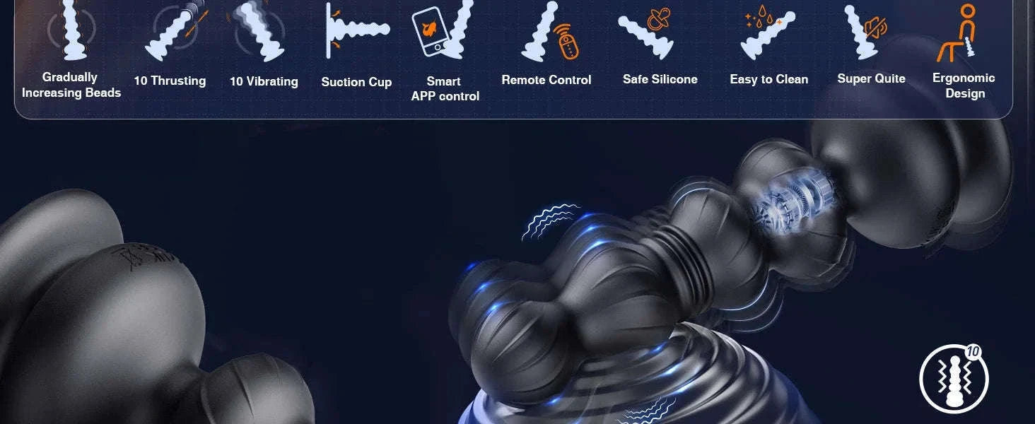 Thrusting Anal Beads Prostate Massager with Remote Control-Vibrate Purple