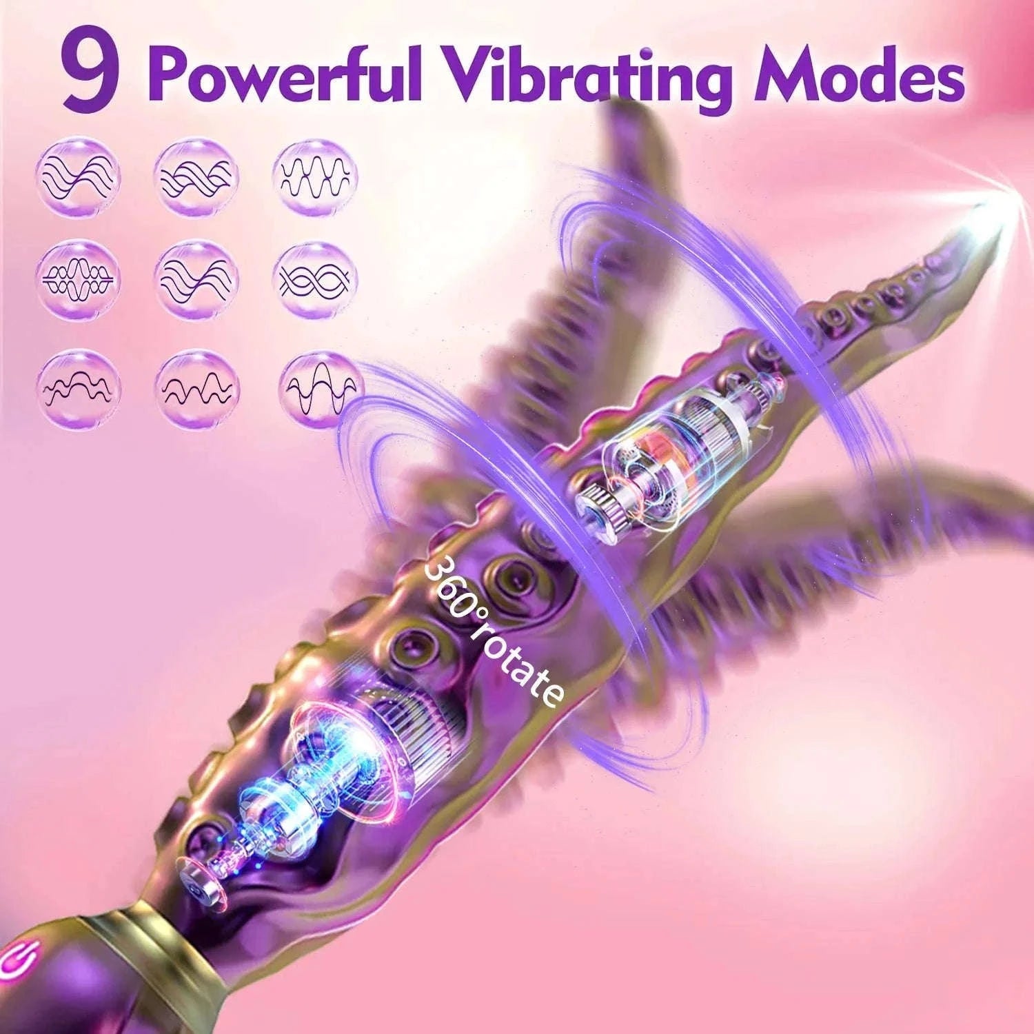 Thrusting Anal Beads Prostate Massager with Remote Control-Vibrate Purple