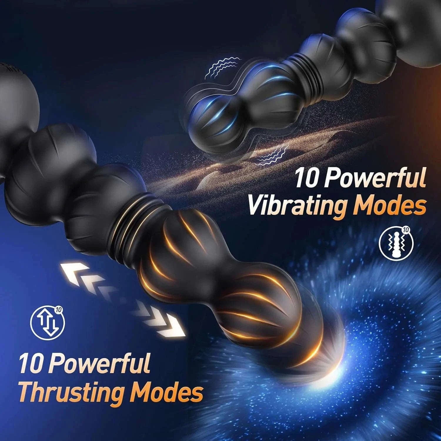 Thrusting Anal Beads Prostate Massager with Remote Control-Vibrate Purple
