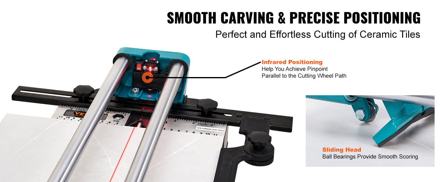 SucceBuy Manual Tile Cutter Porcelain Ceramic Tile Cutter with Tungsten Carbide Cutting Wheel Infrared Positioning Anti-Skid