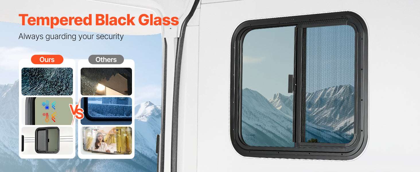 Tinted RV Sliding Window with Screen & Lock for Camper Trailer-Exit 36x22in / United States