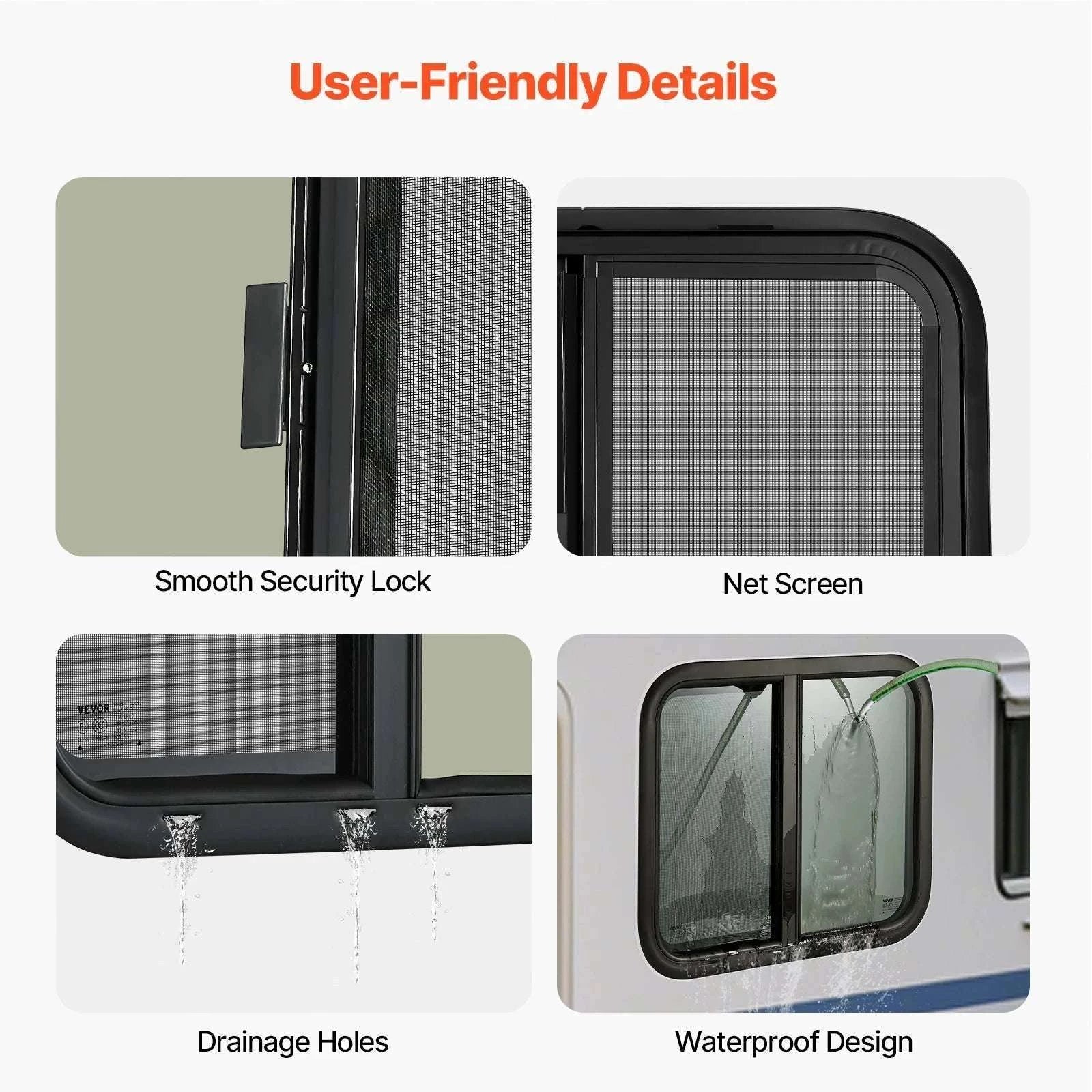 Tinted RV Sliding Window with Screen & Lock for Camper Trailer-Exit 36x22in / United States