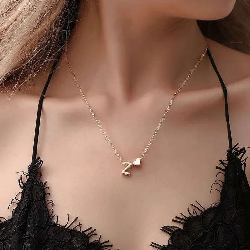 Tiny Heart Dainty Initial Necklace – Personalized Gold & Silver Pendant-R / Silver