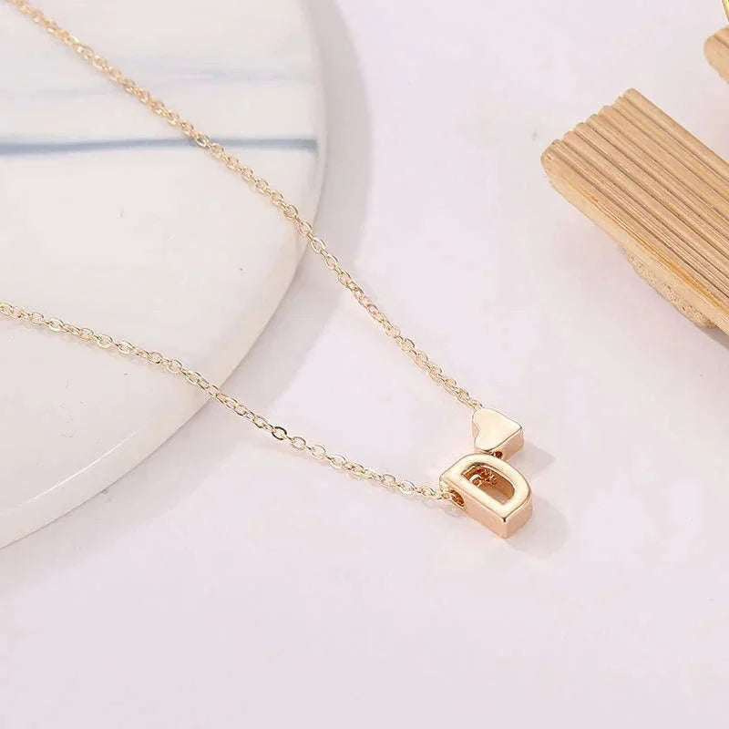 Tiny Heart Dainty Initial Necklace – Personalized Gold & Silver Pendant-R / Silver