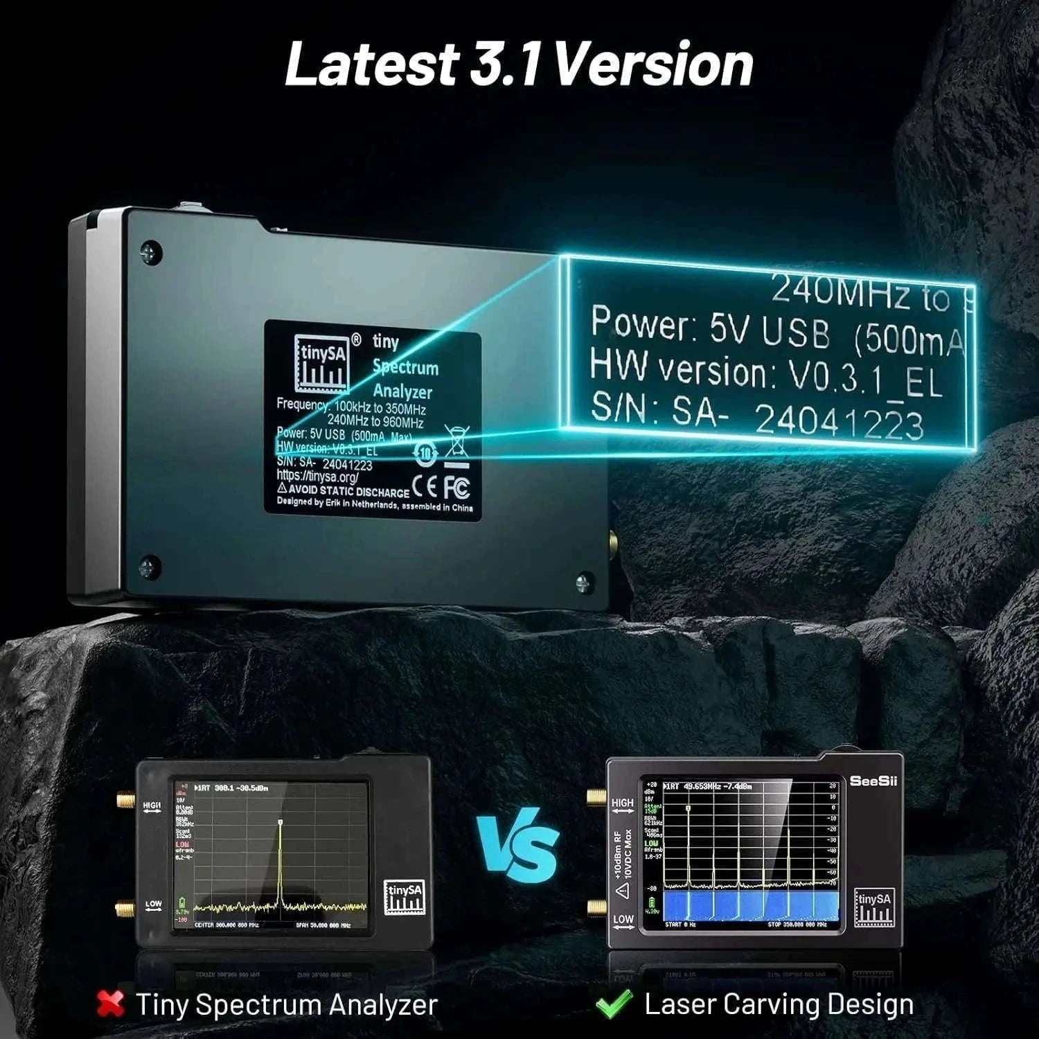 TinySA Portable Spectrum Analyzer V0.3.1 for RF Testing-CHINA