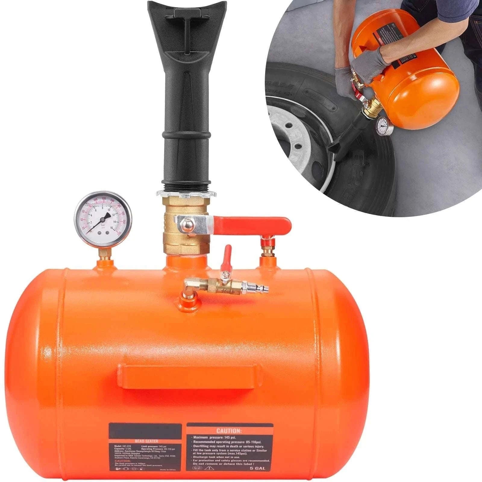 Tire Bead Blaster 145 PSI 5 Gallon Air Tank for Car, Truck & ATV-5 gal145Psi / spain