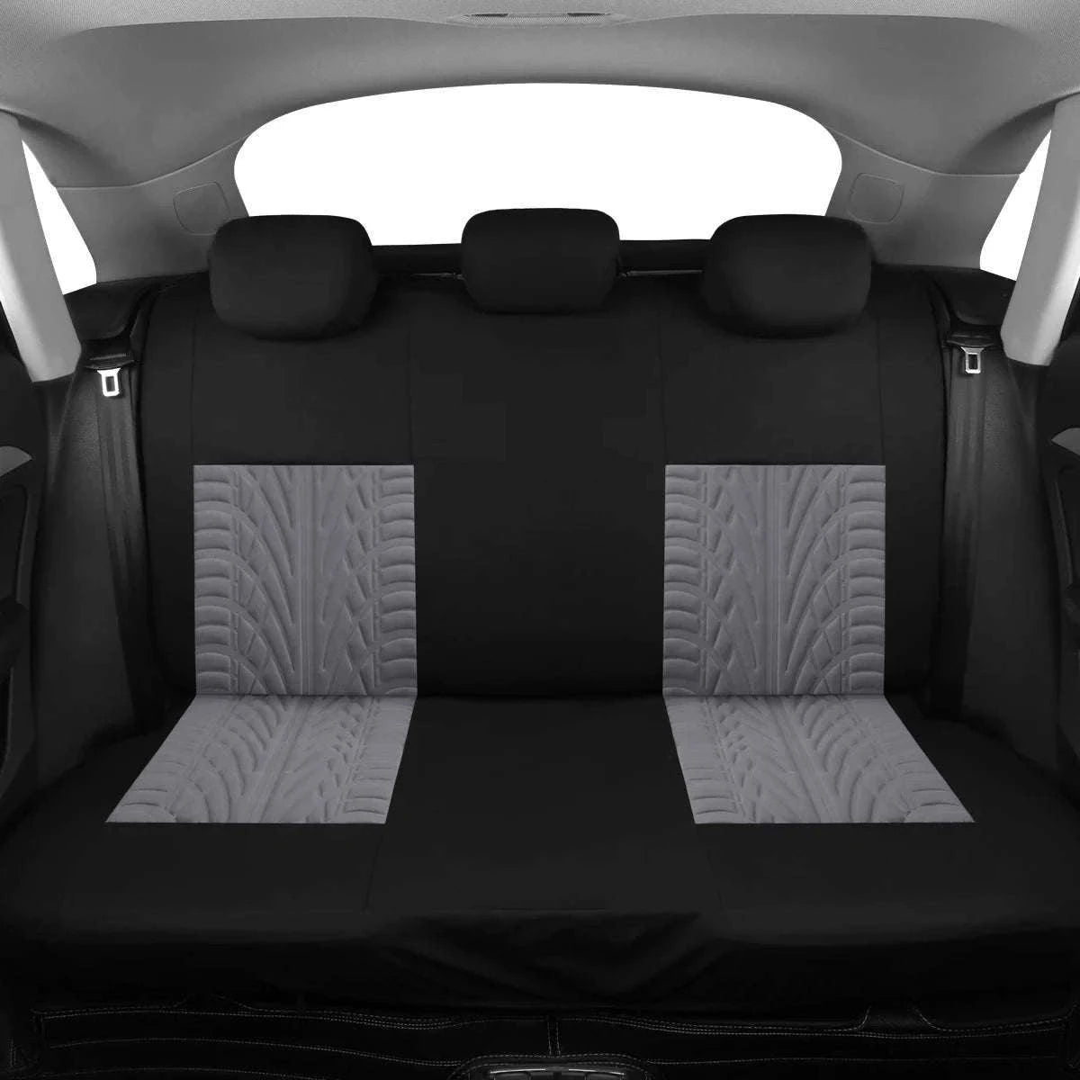 Tire Track Car Seat Covers Universal Airbag-Compatible Set-SN-1701-9PCS-GY