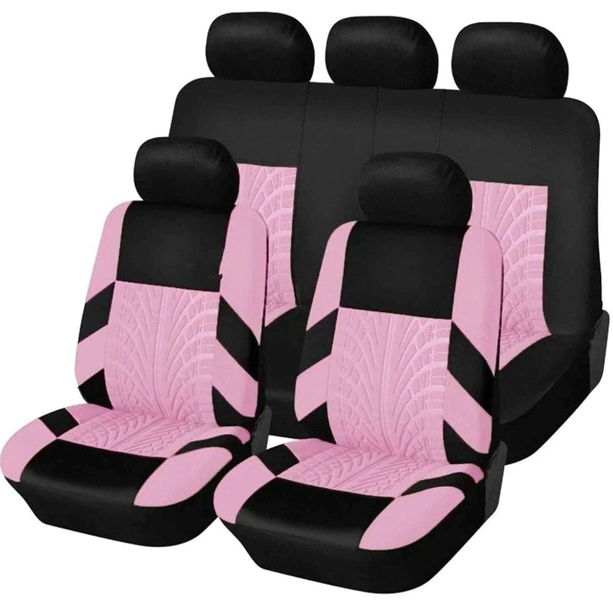 Tire Track Car Seat Covers Universal Airbag-Compatible Set-SN-1701-9PCS-GY