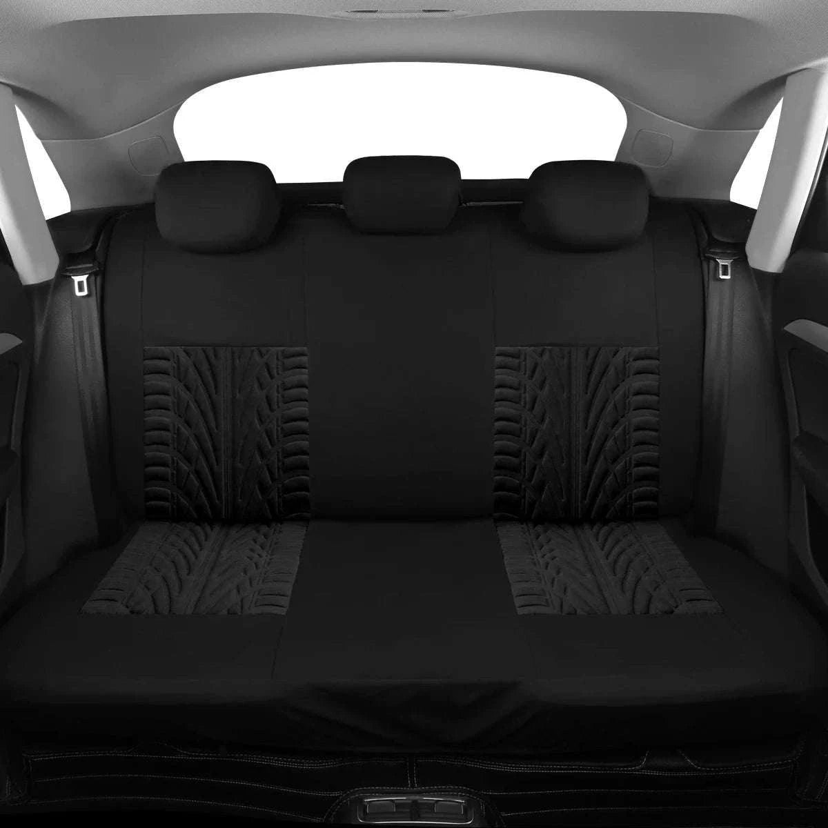 Tire Track Car Seat Covers Universal Airbag-Compatible Set-SN-1701-9PCS-GY