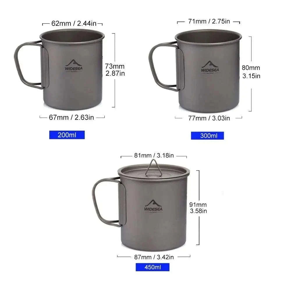 Titanium Cup with Lid Foldable Camping Coffee Mug-450mL
