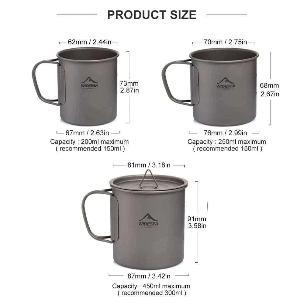 Titanium Cup with Lid Foldable Camping Coffee Mug-450mL