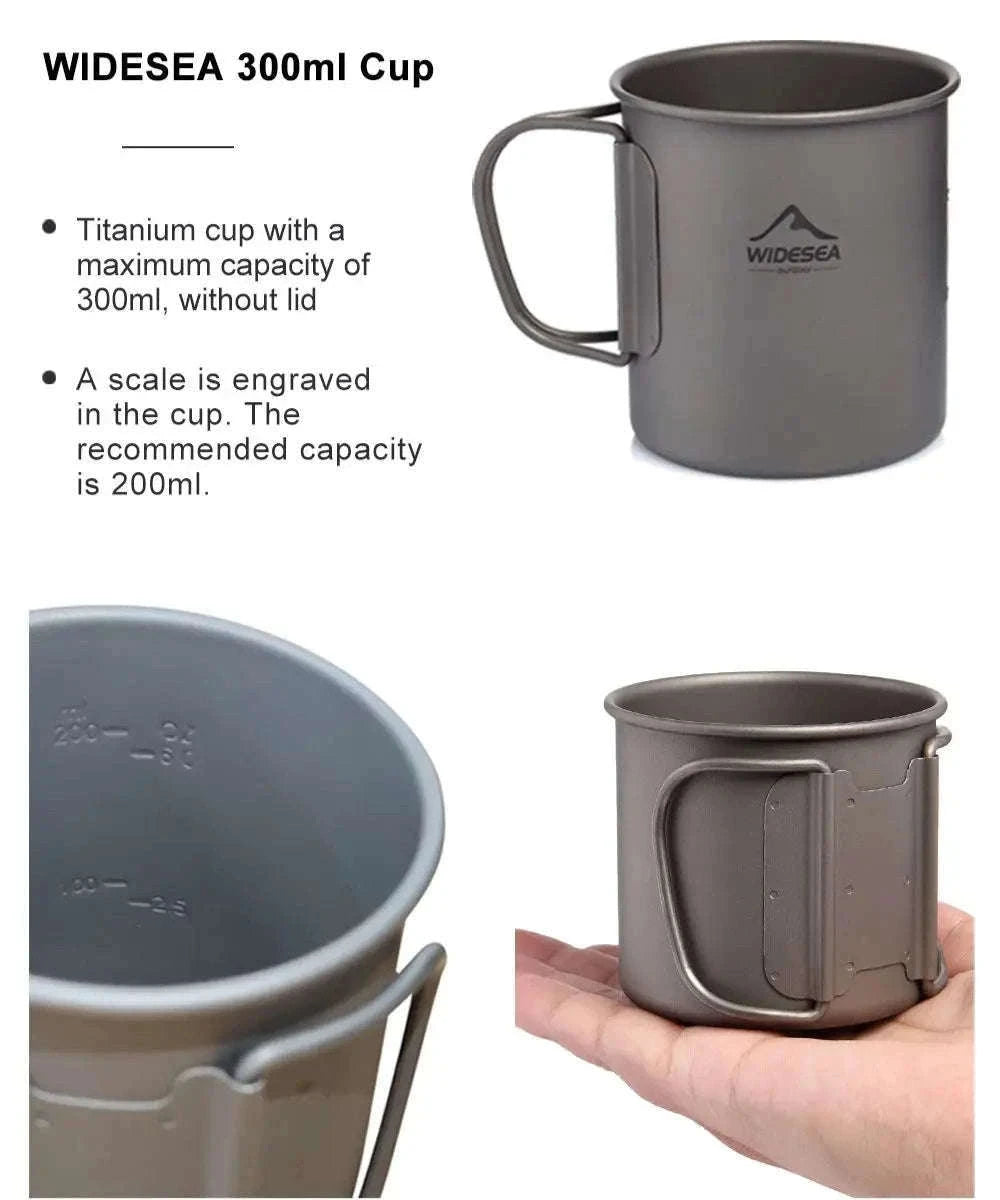 Titanium Cup with Lid Foldable Camping Coffee Mug-450mL