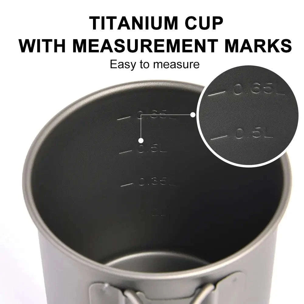 Titanium Cup with Lid Foldable Camping Coffee Mug-450mL