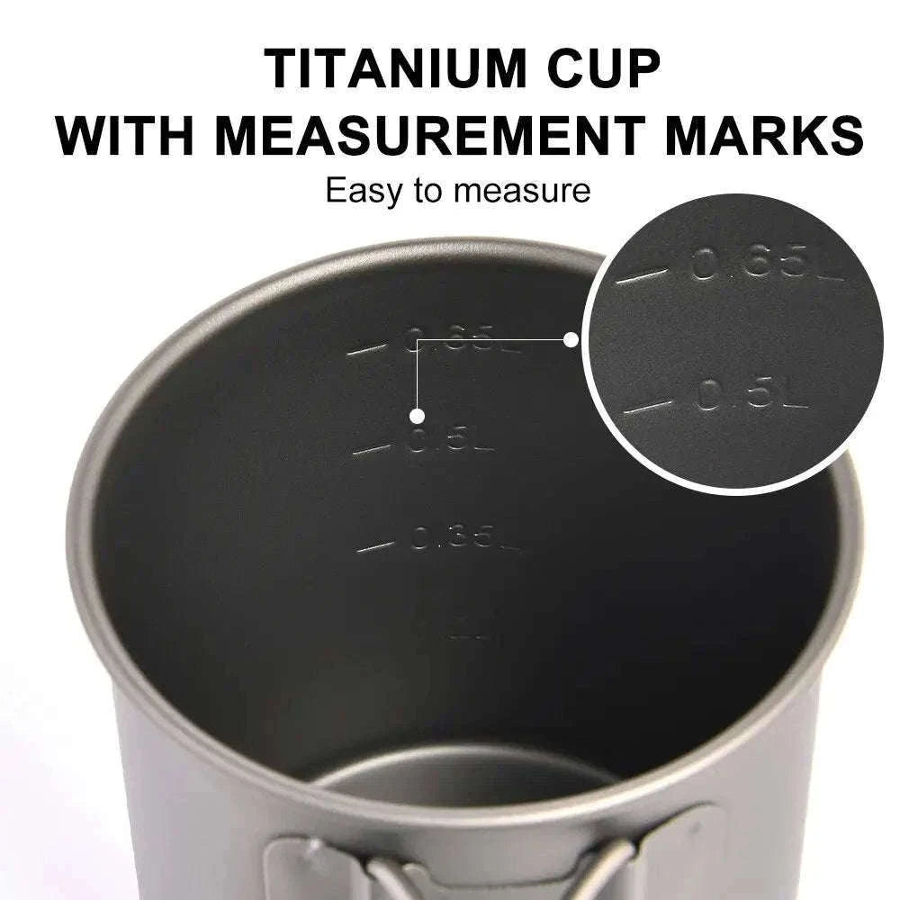 Titanium Cup with Lid Foldable Camping Coffee Mug-450mL