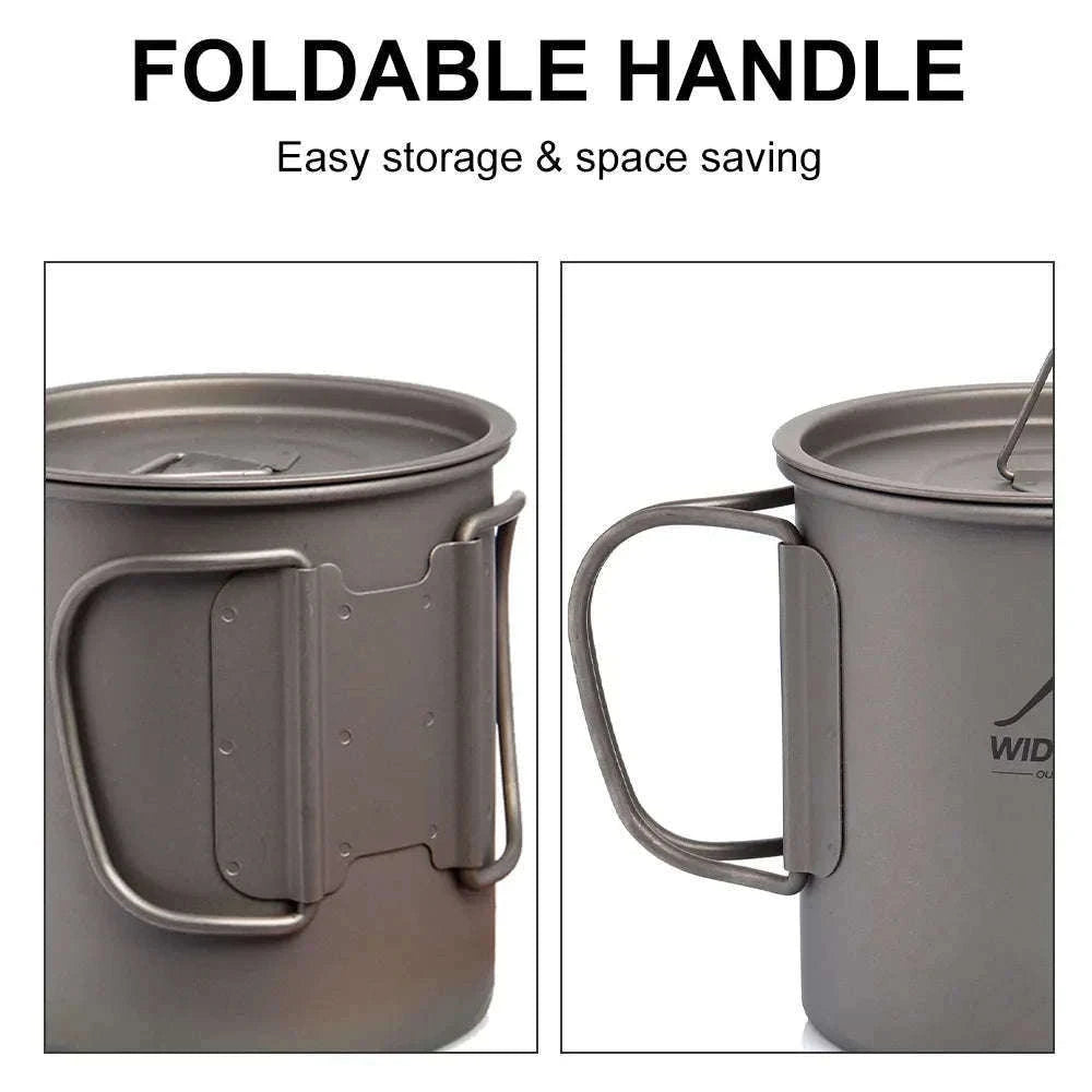 Titanium Cup with Lid Foldable Camping Coffee Mug-450mL