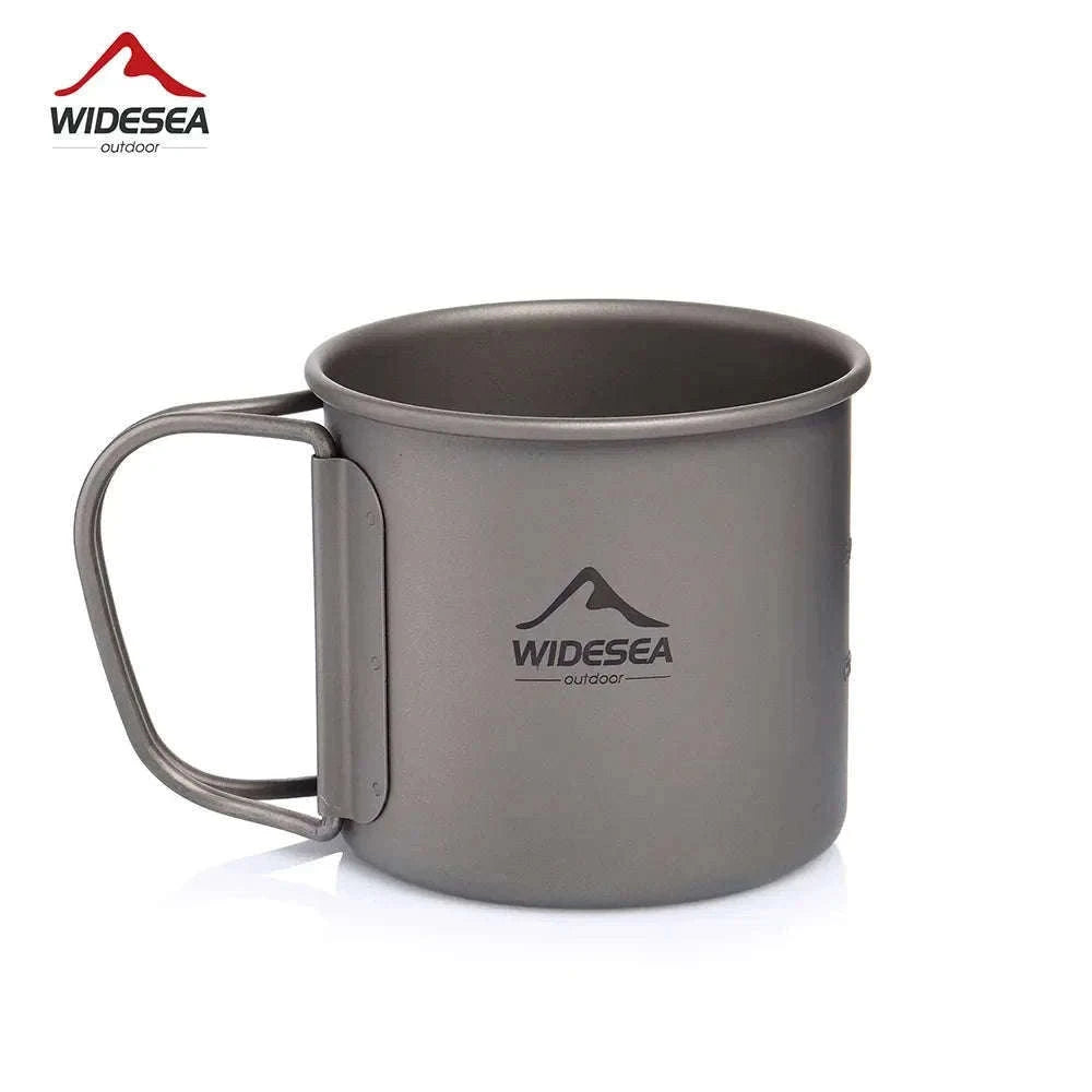 Titanium Cup with Lid Foldable Camping Coffee Mug-450mL