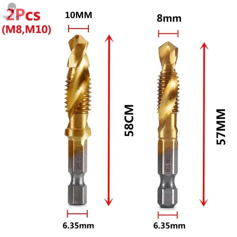 Titanium Plated HSS Tap Drill Bits with Hex Shank-6pcs set
