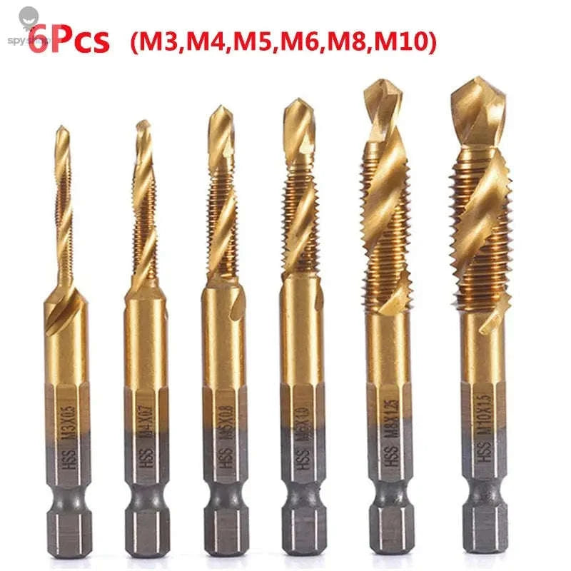 Titanium Plated HSS Tap Drill Bits with Hex Shank-6pcs set