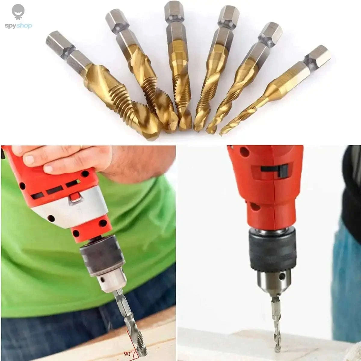Titanium Plated HSS Tap Drill Bits with Hex Shank-6pcs set