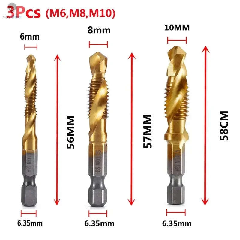 Titanium Plated HSS Tap Drill Bits with Hex Shank-6pcs set