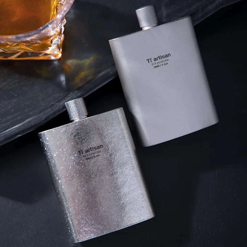 Titanium Pocket Flask 100ml with Funnel-ice Crysatl