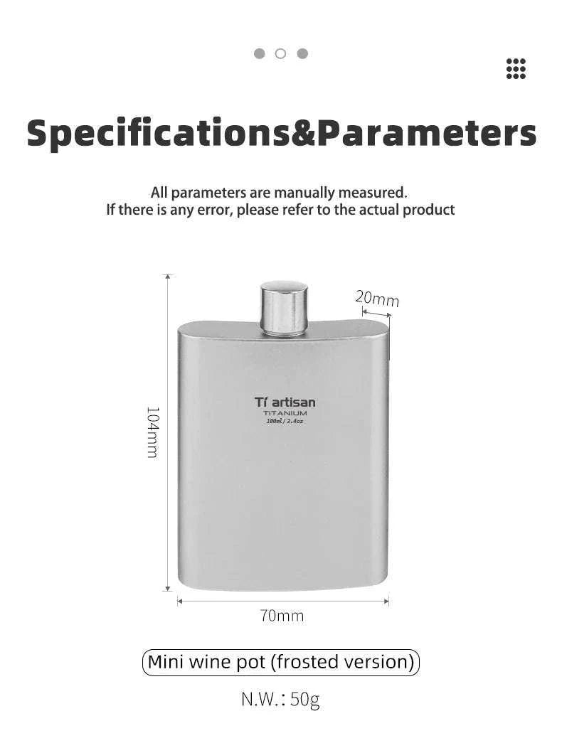 Titanium Pocket Flask 100ml with Funnel-ice Crysatl