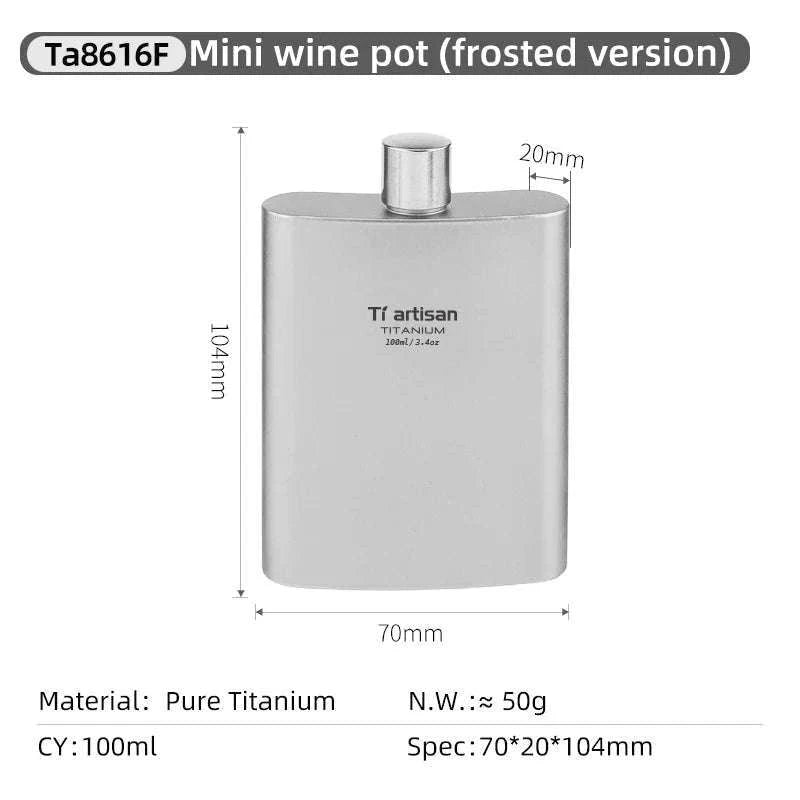 Titanium Pocket Flask 100ml with Funnel-ice Crysatl