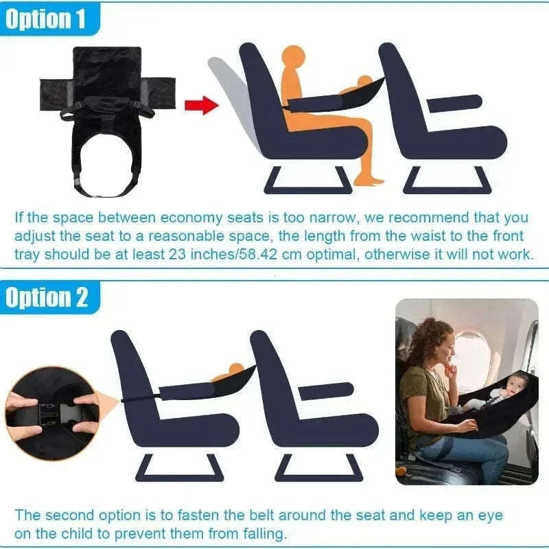 Toddler Airplane Seat Extender Bed with Footrest Hammock & Pocket-With Storage Bag