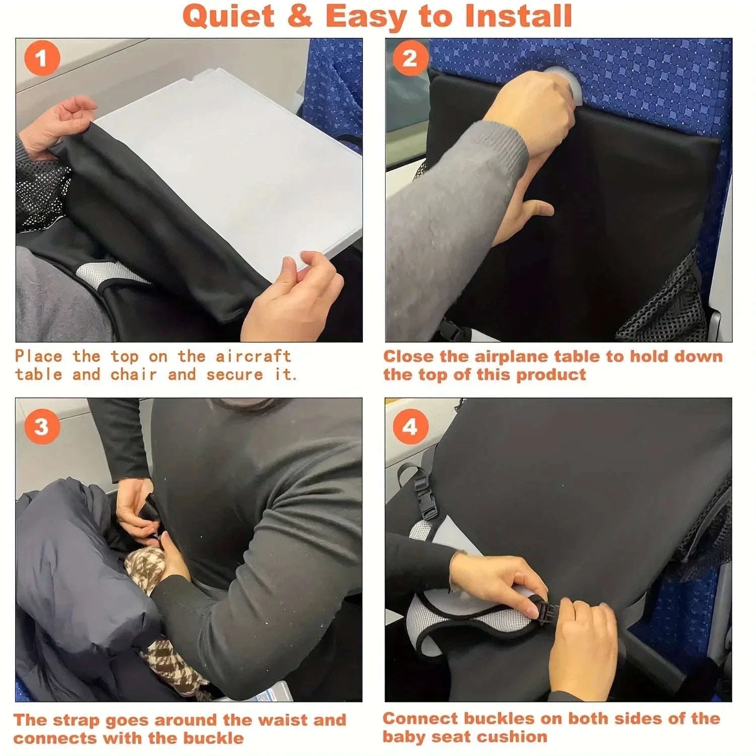 Toddler Airplane Seat Extender Bed with Footrest Hammock & Pocket-With Storage Bag