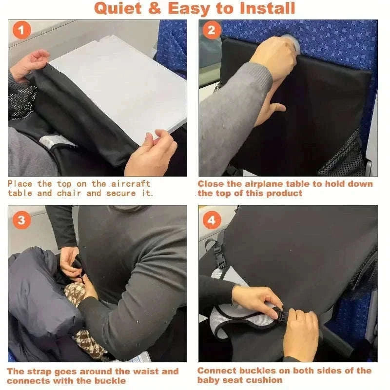 Toddler Airplane Seat Extender Bed with Footrest Hammock & Pocket-With Storage Bag