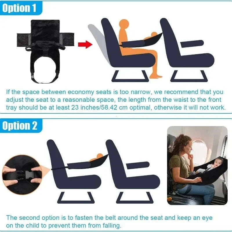 Toddler Airplane Seat Extender Bed with Footrest Hammock & Pocket-With Storage Bag