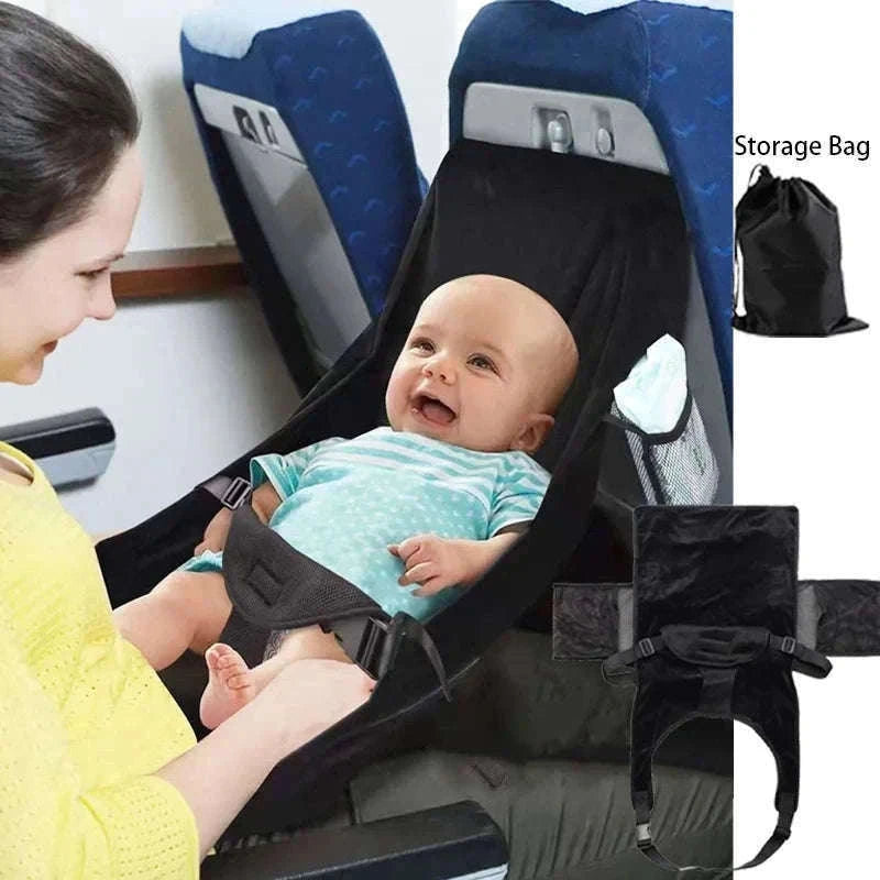 Toddler Airplane Seat Extender Bed with Footrest Hammock & Pocket-With Storage Bag
