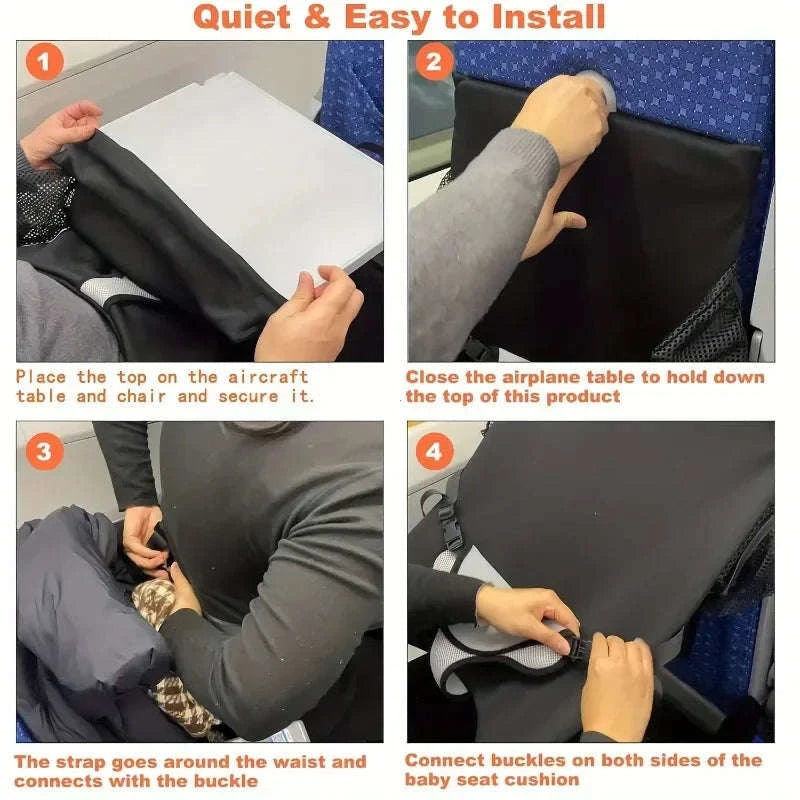 Toddler Airplane Seat Extender Bed with Footrest Hammock & Pocket-With Storage Bag