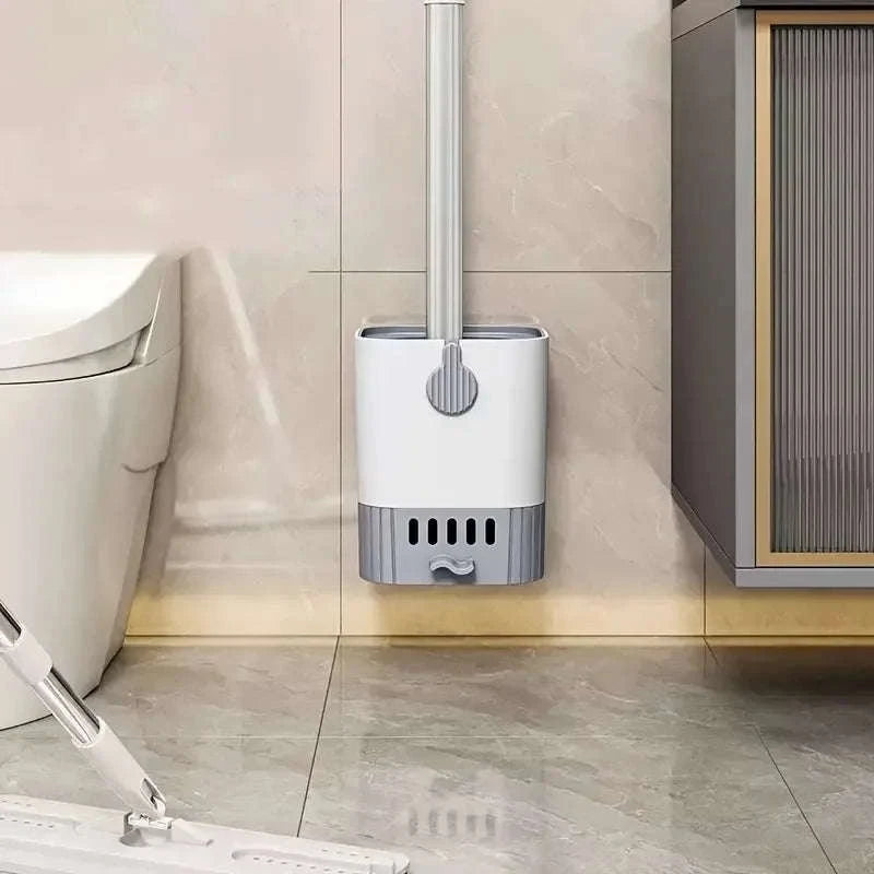 Toilet Brush and Holder Set with 44cm Handle, Non-Shedding Bristles-United States / WHITE-1PC
