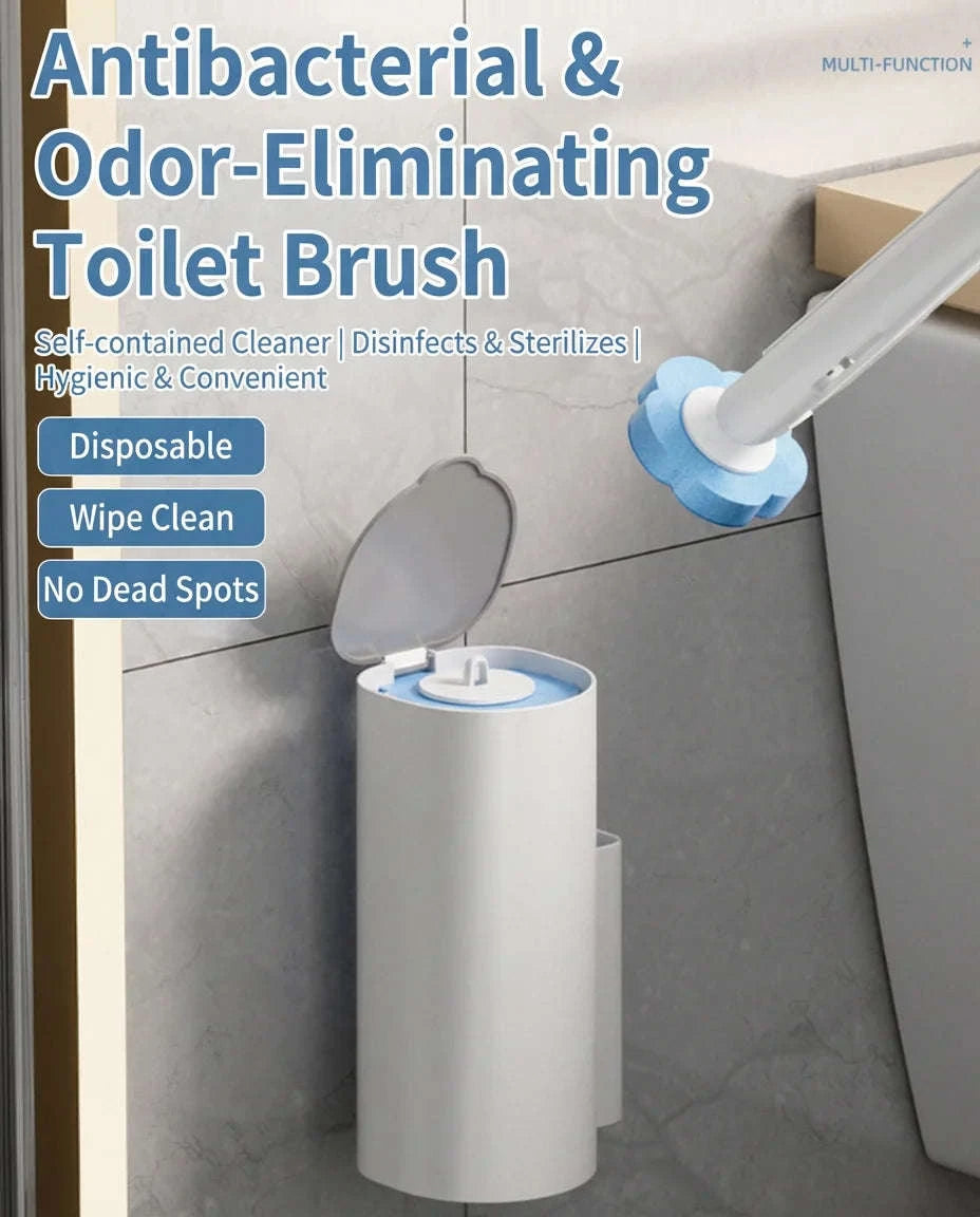 Toilet Brush with Built-In Cleaner & Disposable Antibacterial Heads-United States / WHITE-20PCS