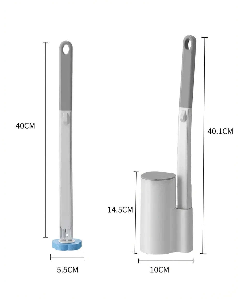 Toilet Brush with Built-In Cleaner & Disposable Antibacterial Heads-United States / WHITE-20PCS