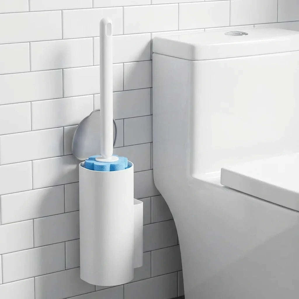 Toilet Brush with Built-In Cleaner & Disposable Antibacterial Heads-United States / WHITE-20PCS