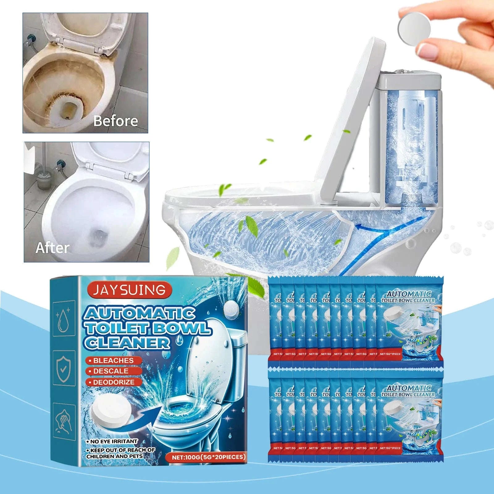 Toilet Cleaning Tablets for Stain Removal & Odor Control (20pcs)-20pcs boxed / United States