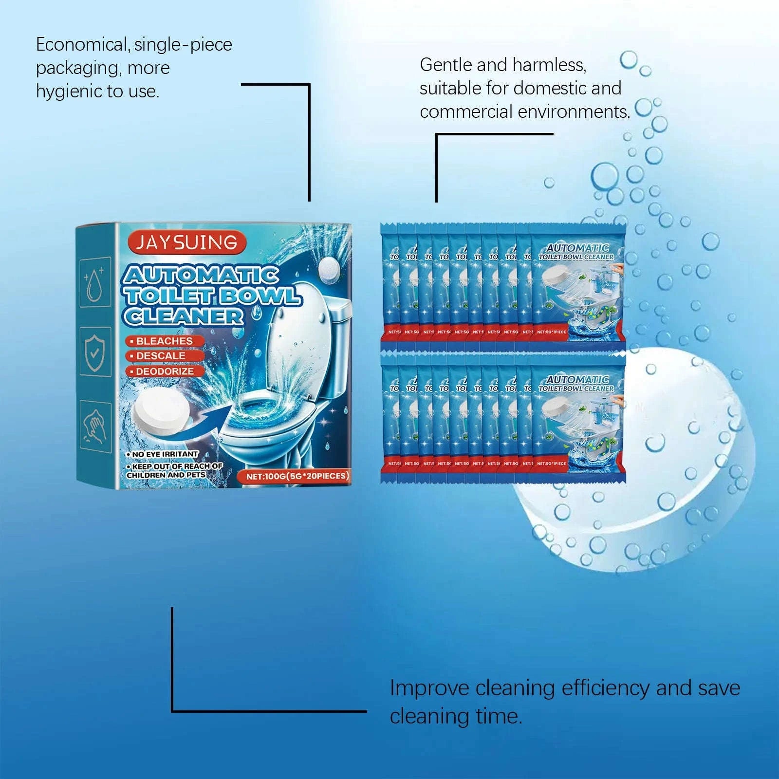 Toilet Cleaning Tablets for Stain Removal & Odor Control (20pcs)-20pcs boxed / United States