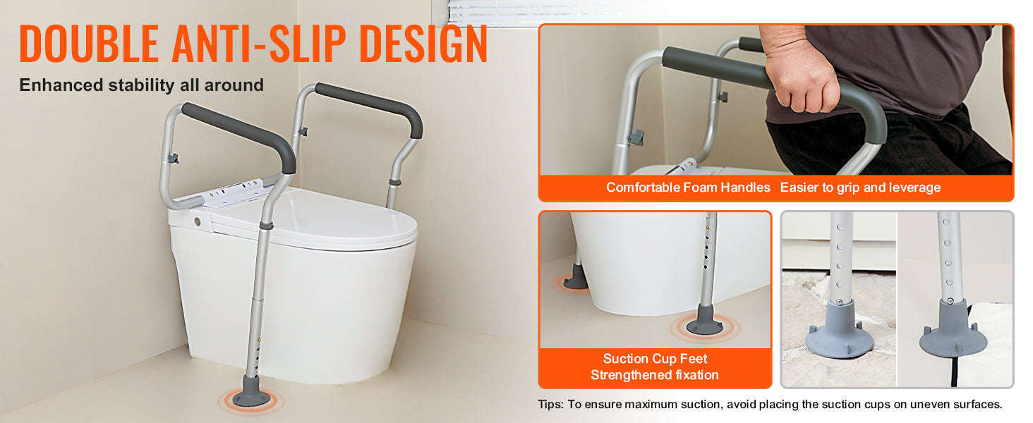 Toilet Safety Rail Adjustable Width and Height Supports 300 lbs-300pound / United States