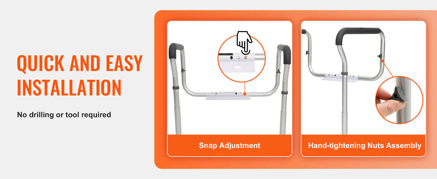 Toilet Safety Rail Adjustable Width and Height Supports 300 lbs-300pound / United States